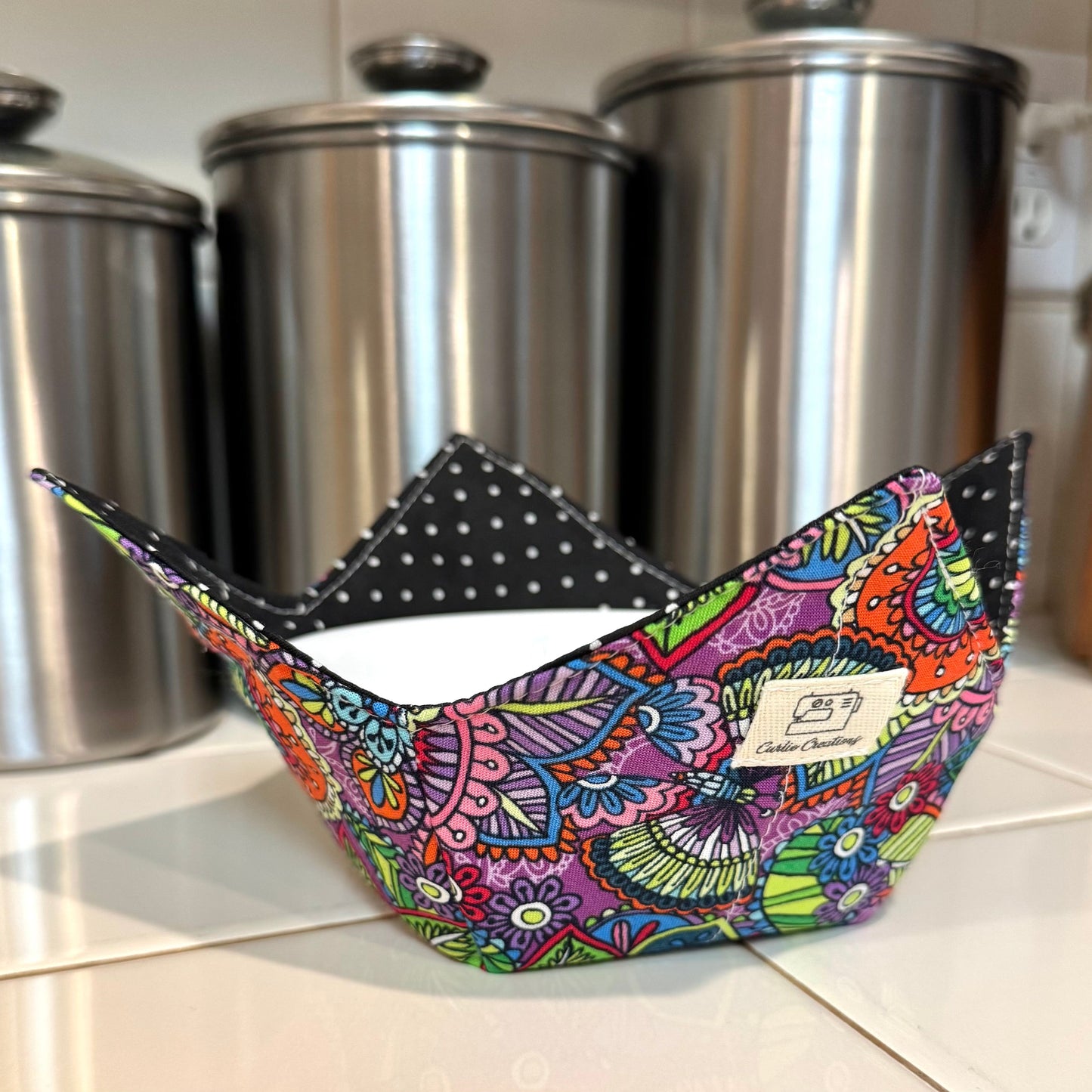 Rainbow Doodles Reversible Bowl Cozy Microwave Safe
