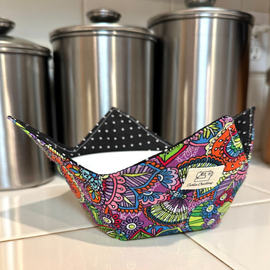 Rainbow Doodles Reversible Bowl Cozy Microwave Safe