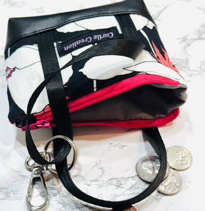 Pink Flower Tote Keychain-Tiny Tote - Mini Bag