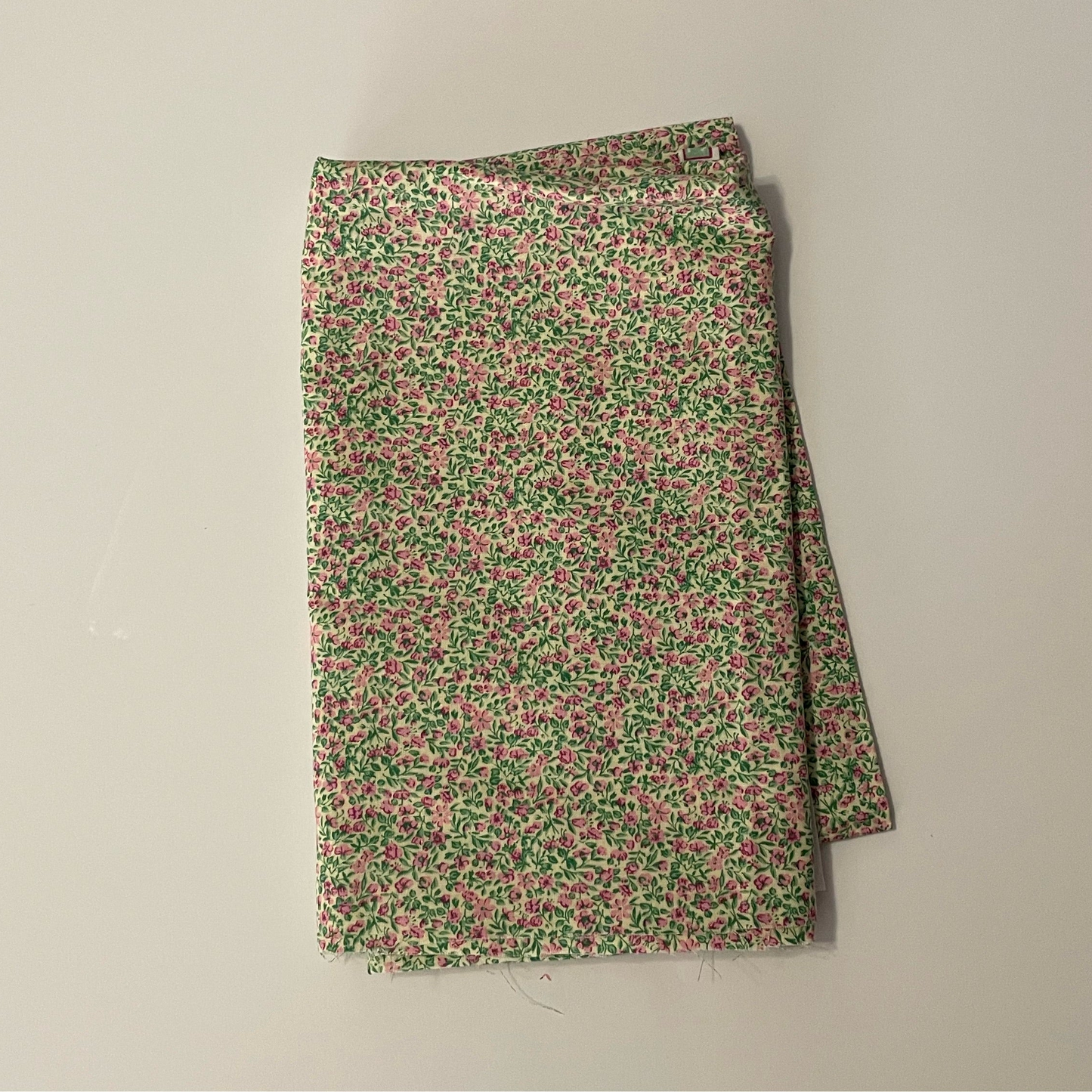 Green & Pink Tiny Floral Print Cotton Woven