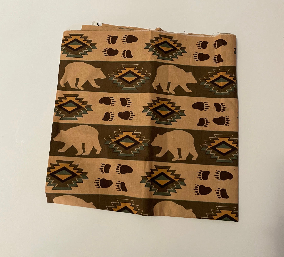 Tribal bear print cotton woven