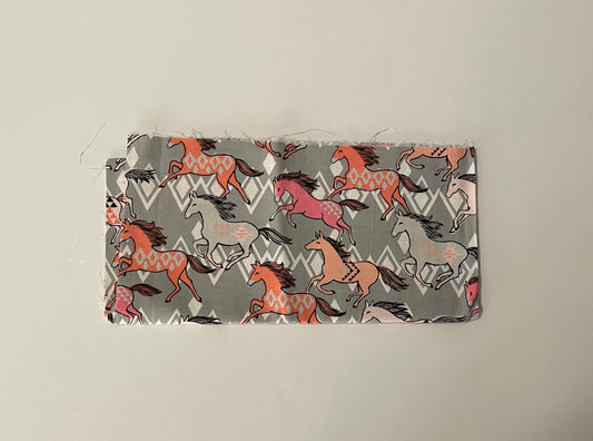 Gray tribal horses print cotton woven